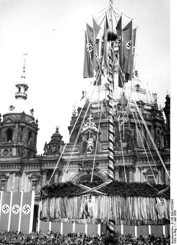 Nazi Party gathering outside the museum at Lustgarten, Berlin, Germany, 1 May 1936, photo 6 of 7