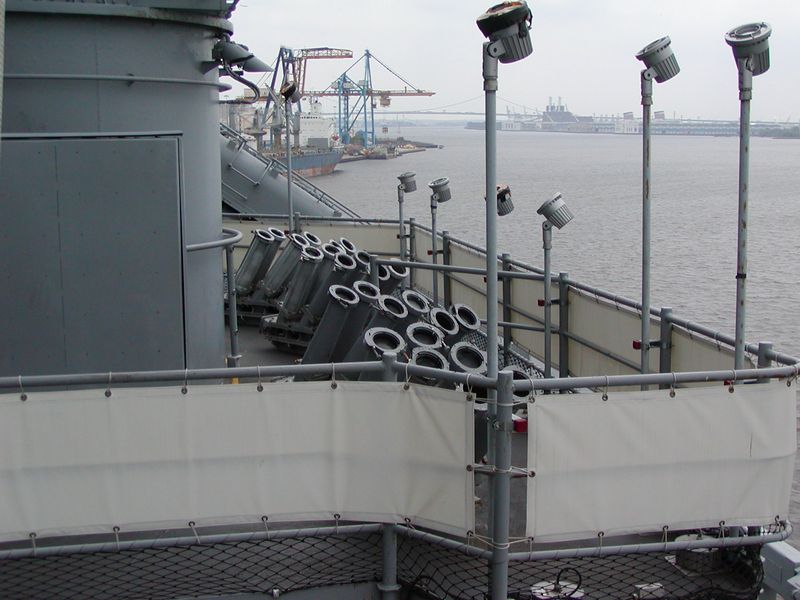 Chaff launchers aboard New Jersey, 14 Jun 2004, photo 1 of 2