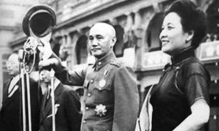 Chiang Kaishek and Song Meiling in front of the Presidential Office Building, Taipei, Taiwan, Republic of China, 1950