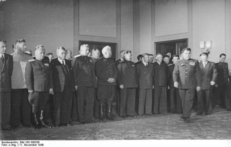 Vasily Chuikov and Alexander Kotikov, Berlin, East Germany, 11 Nov 1949, photo 1 of 2