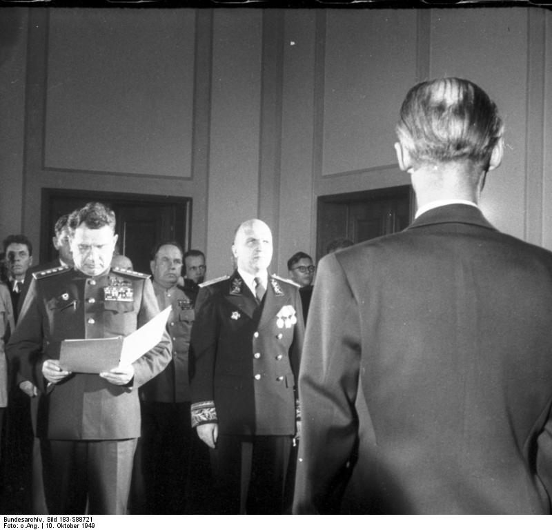 General Vasily Chuikov and Ambassador Vladmir Semyonov at the founding of East Germany, Berlin, 7 Oct 1949, photo 3 of 5