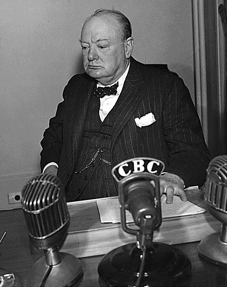 Winston Churchill at the Quebec Conference, Canada, mid-Aug 1943