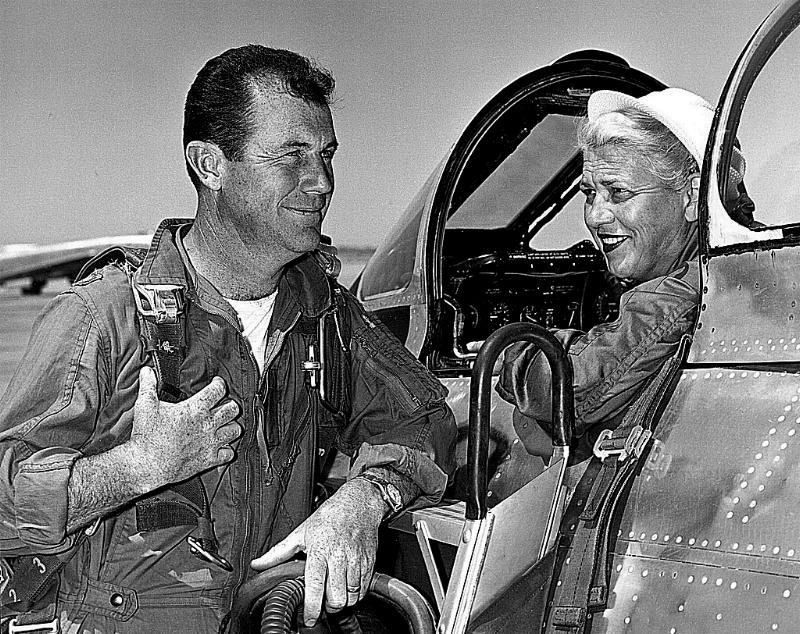 Chuck Yeager and Jackie Cochran, 1953; note Canadair F-86 Sabre jet