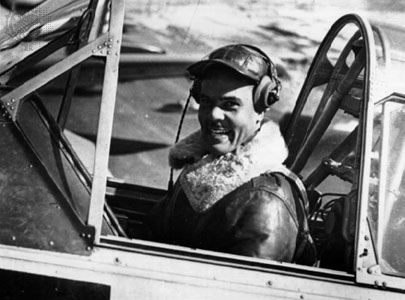 Benjamin Davis, Jr. in the cockpit of a fighter aircraft, 1942