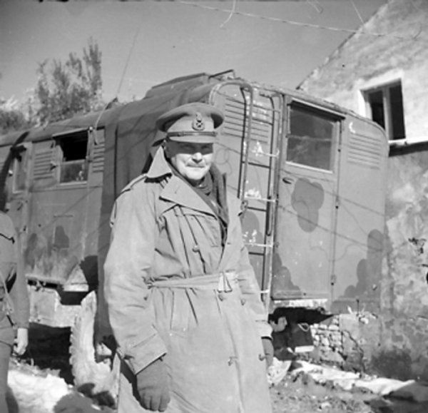 Lieutenant General Bernard Freyberg, commanding officer of Indian and New Zealand Division at Cassino, Italy, 3 Jan 1944