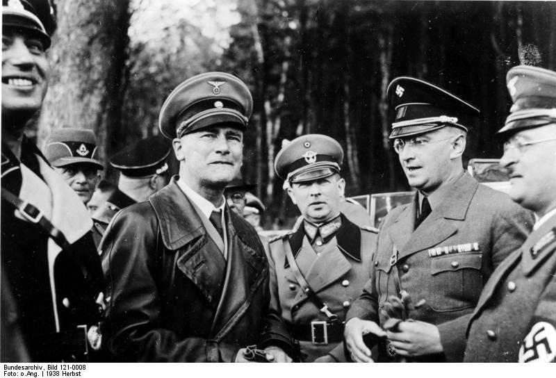 Wilhelm Frick, Adolf von Bomhard, and Konrad Henlein visiting Sudetenland, Czechoslovakia, 23 Sep 1938