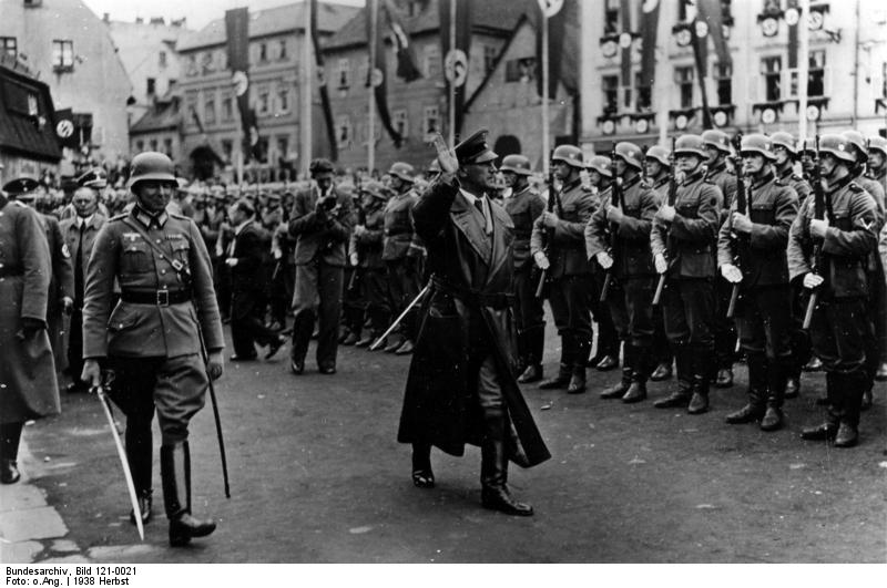 A para-military troop welcoming Frick to Sudetenland, Czechoslovakia, 23 Sep 1938