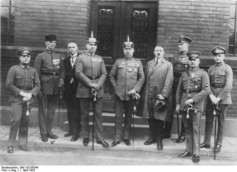 Hitler, Ludendorff, and other defendants after failed coup, Munich, Bavaria, Germany, 1 Apr 1924