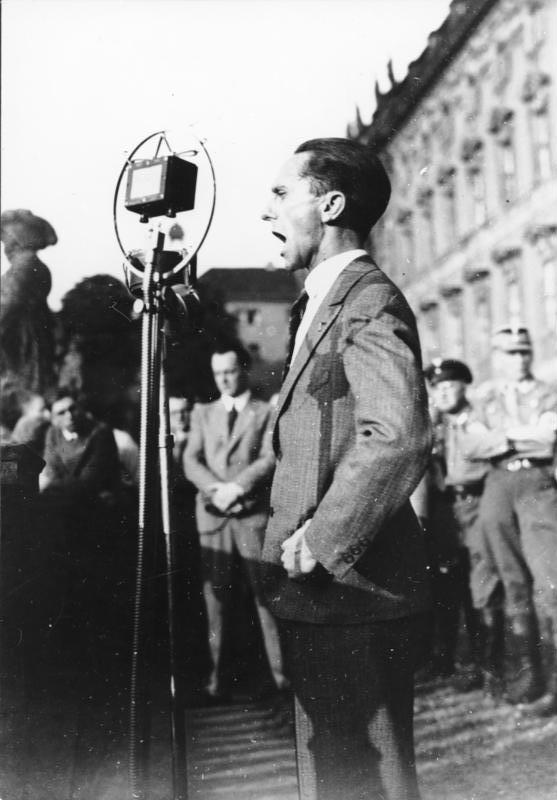 Joseph Goebbels speaking at an assembly against the outcome of the Conference of Lausanne, Berlin, Germany, Jul 1932