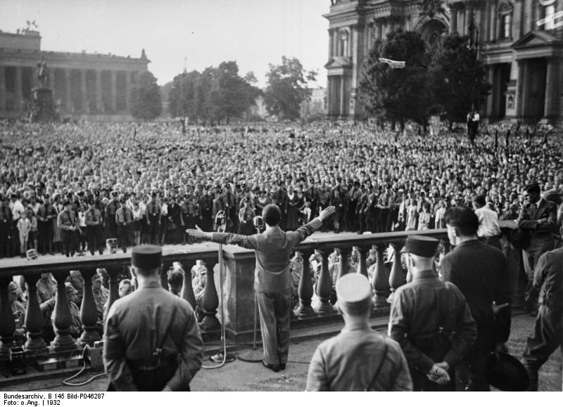 Joseph Goebbels speaking at Lustgarten, Berlin, Germany, 1932