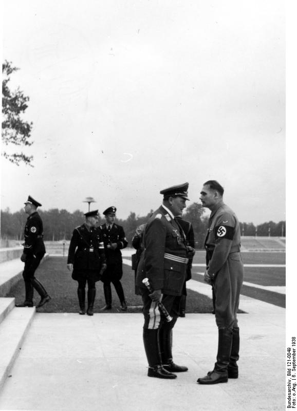 Göring and Heß in conversation during a Nazi Party rally, Nürnberg, Germany, 6 Sep 1938