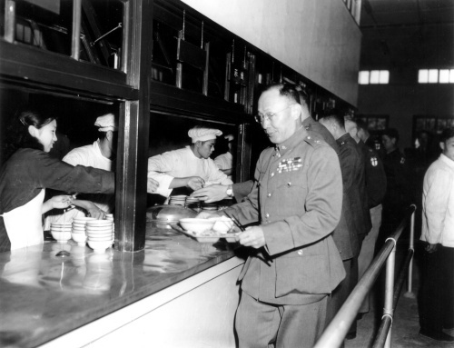 He Yingqin at the cafeteria of the Defense Ministry, Nanjing, China, spring 1948