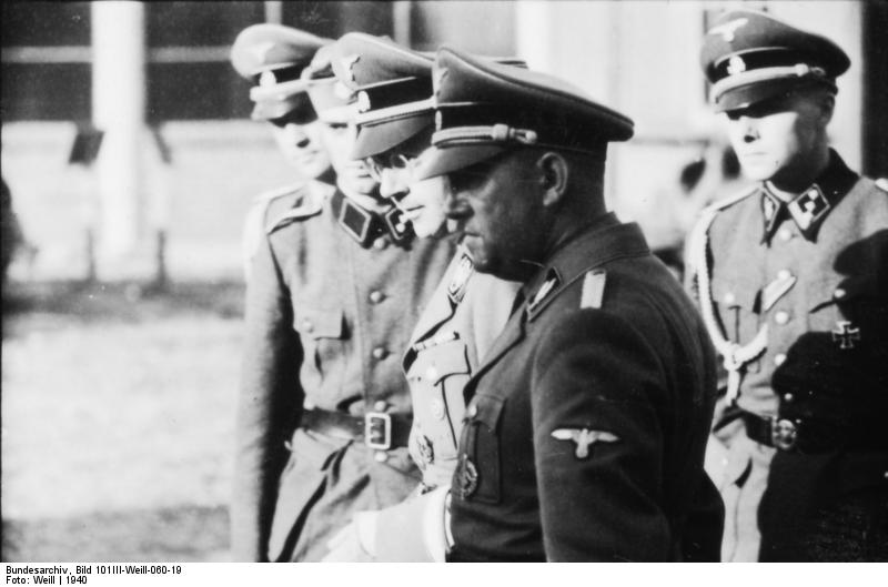 Heinrich Himmler with Joachim Peiper and other Waffen-SS officers, France, 1940