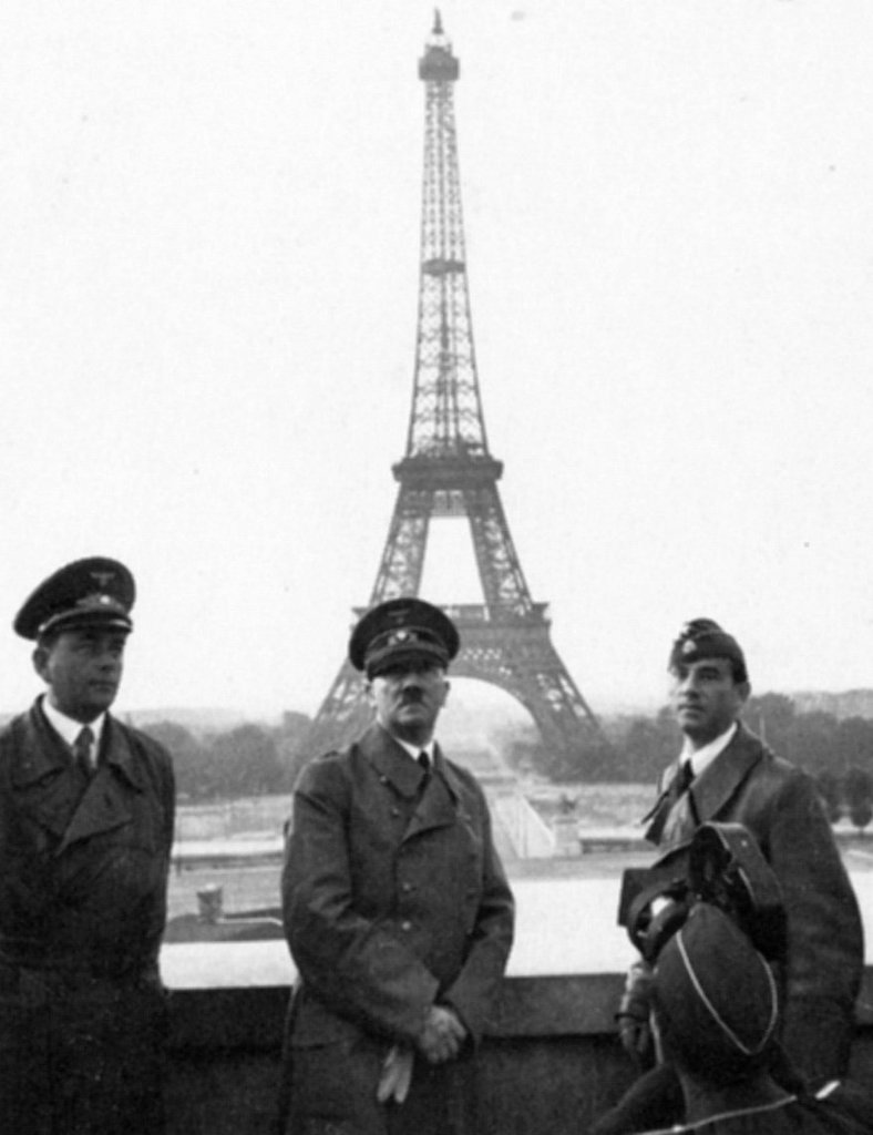 Speer, Hitler, and sculptor Arno Breker in Paris, France, 23 Jun 1940