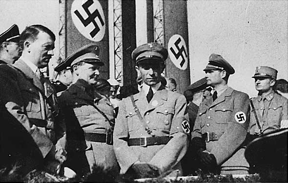 Hitler, Göring, Goebbels, and Heß at a Nazi rally, date unknown