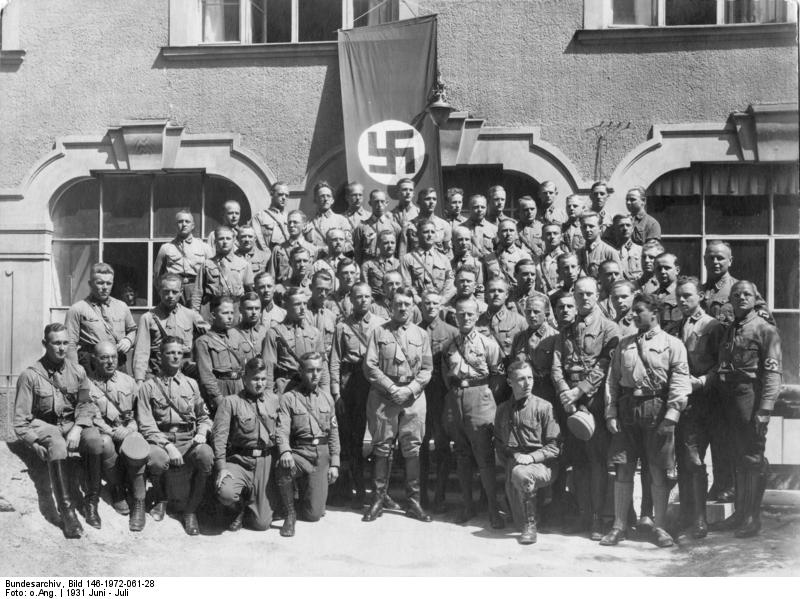 Adolf Hitler with the first graduating class of the Reich Leadership School, Munich, Germany, Jun-Jul 1931