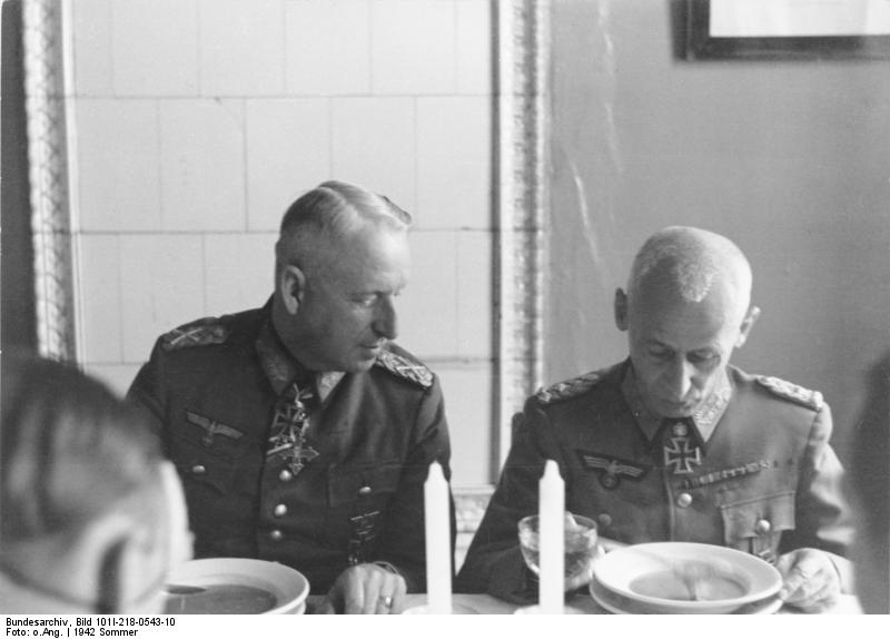 Manstein and Hoth eating a meal, southern Russia, summer 1942