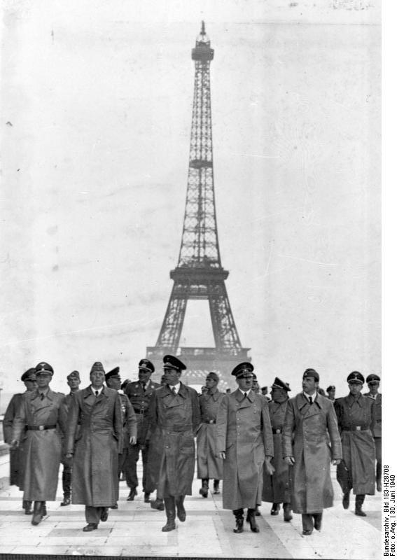 Adolf Hitler and his entourage visiting the Eiffel Tower in Paris, France, 23 Jun 1940