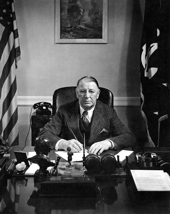 Knox at his desk in the Navy Department, Washington, DC, circa 1943