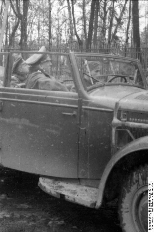 Georg von Küchler in an automobile, Soviet Union, Oct-Nov 1941