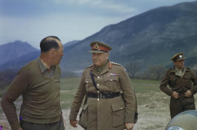 General Henry Wilson and Lieutenant General Oliver Leese, Mignano Monte Lungo, Italy, 30 Apr 1944, photo 2 of 4