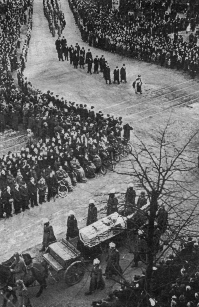 Carl Gustaf Emil Mannerheim's funeral procession, Helsinki, Finland, 28 Jan 1951