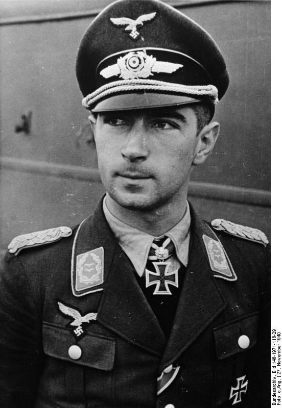 Portrait of German Luftwaffe Oberstleutnant Werner Mölders, 27 Nov 1940; note Knight's Cross of the Iron Cross with Oak Leaves medal