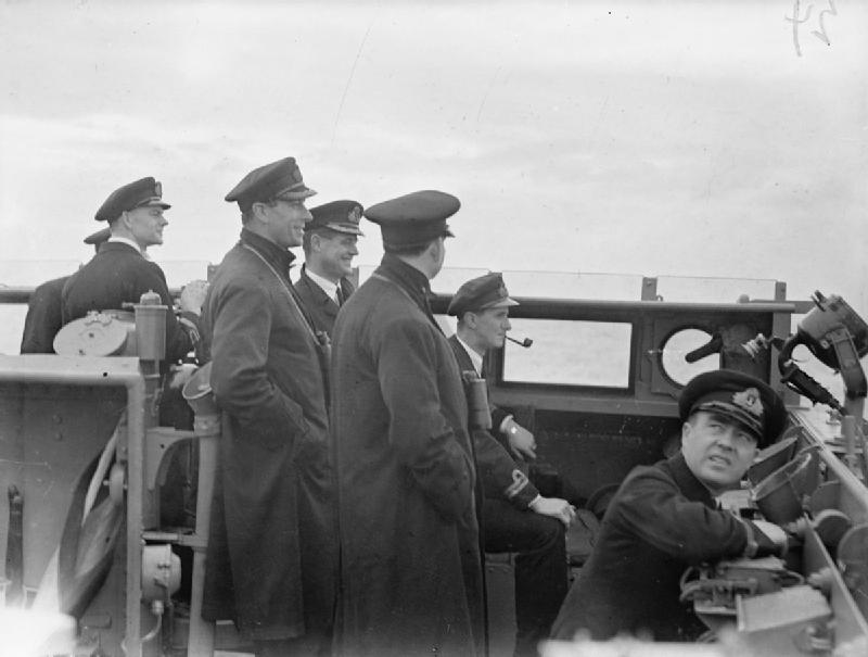 Captain Louis Mountbatten on the bridge of HMS Kelvin, circa 1940