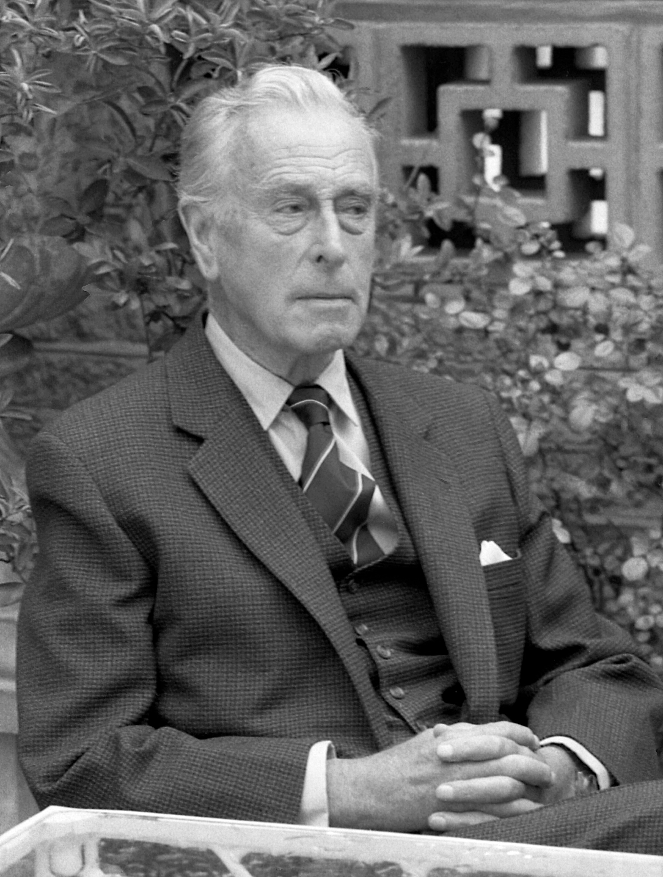 Earl Louis Mountbatten at the terrace of his home, Belgravia, London, England, United Kingdom, 1976
