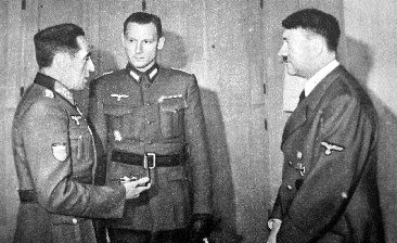 Spanish General Agustín Muñoz Grandes with Adolf Hitler, circa Mar 1942