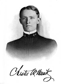 Portrait of Chester Nimitz, circa early 1900s; note signature