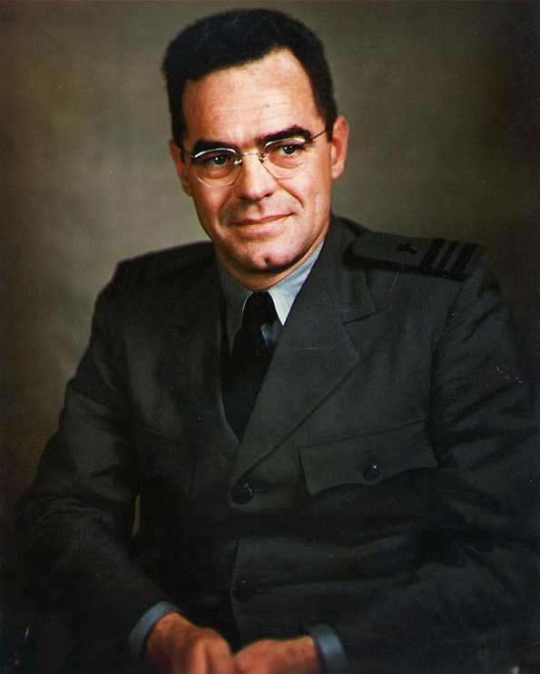 Portrait of Lieutenant Commander Joseph T. O'Callahan, Apr-Jul 1945; note the US Navy Service Dress Grey uniform
