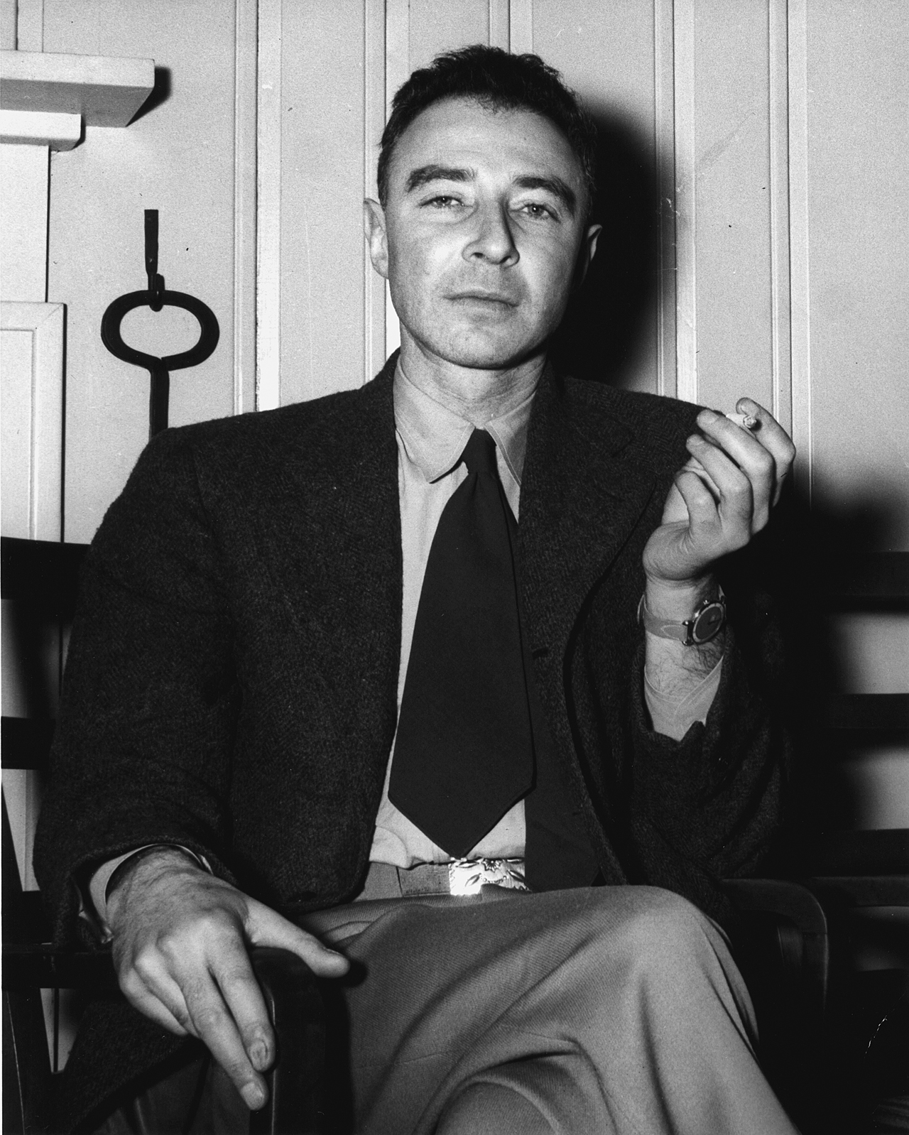 J. Robert Oppenheimer at the Guest House, Oak Ridge, Tennessee, United States, circa Feb 1946