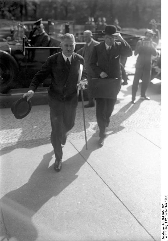 Chancellor Papen entering the Reichstag, Berlin, Germany, 12 Sep 1932