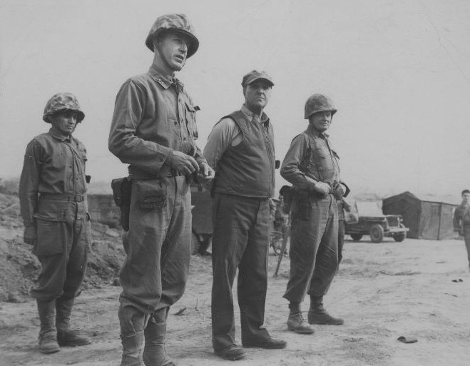 [Photo] Major General O. P. Smith, Major General Gerald Thomas, and ...