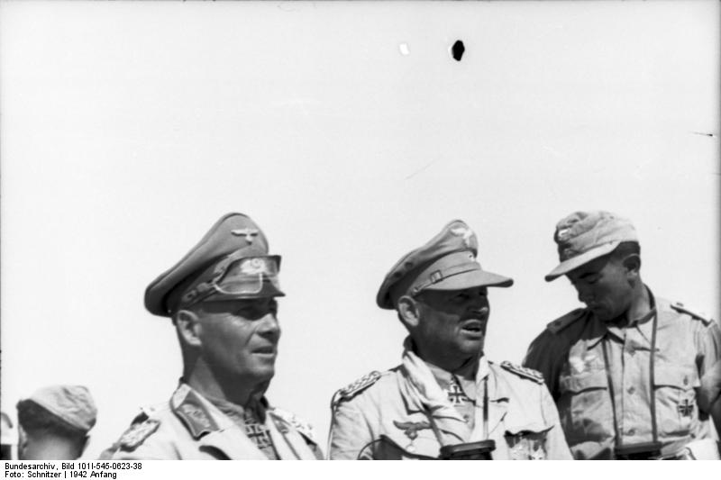 Colonel General Erwin Rommel and Major General Bernhard-Hermann Ramcke in North Africa, early 1942