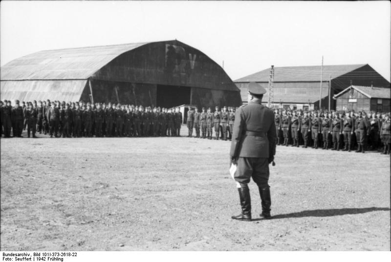 German Field Marshal Hugo Sperrle visiting an airfield, France, spring 1942, photo 3 of 5