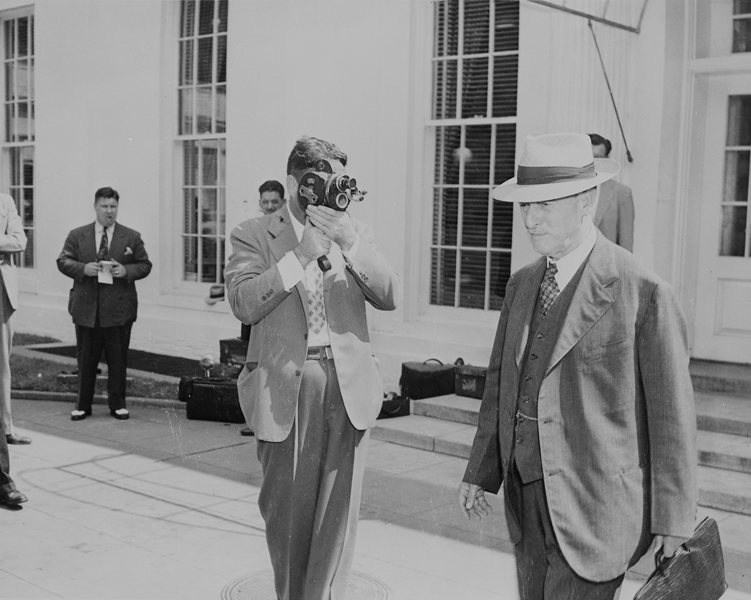 Henry Stimson at the White House, Washington DC, United States, 10 Aug 1945, photo 2 of 2