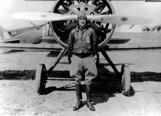 Clarence Tinker in front of an aircraft, date unknown