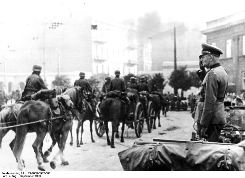Maximilian von Weichs inspecting troops during a victory parade, Łódź, Poland, 9 Sep 1939