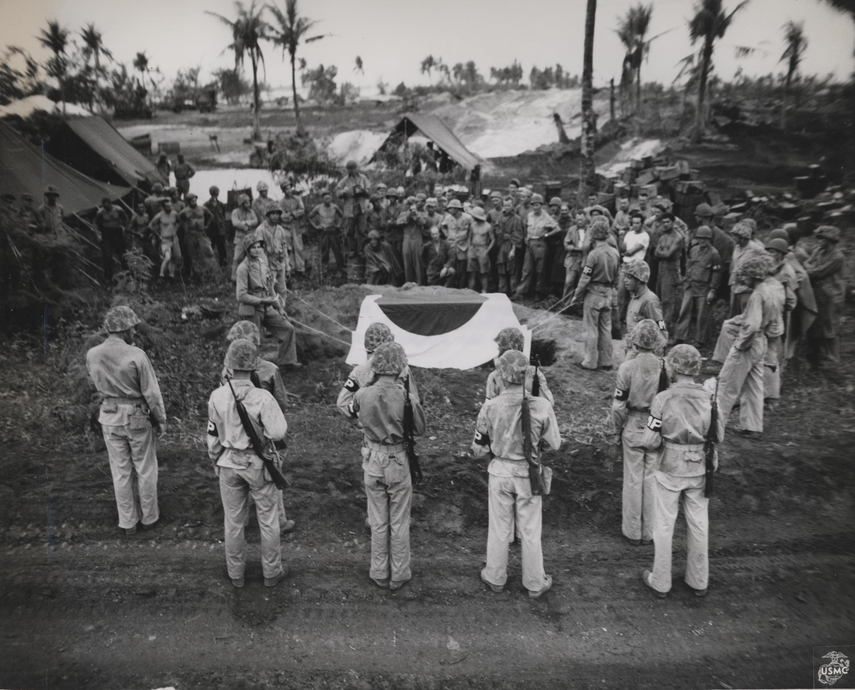 Funeral of Lieutenant General Yoshitsugu Saito, near Tanapag, Saipan, Mariana Islands, 13 Jul 1944