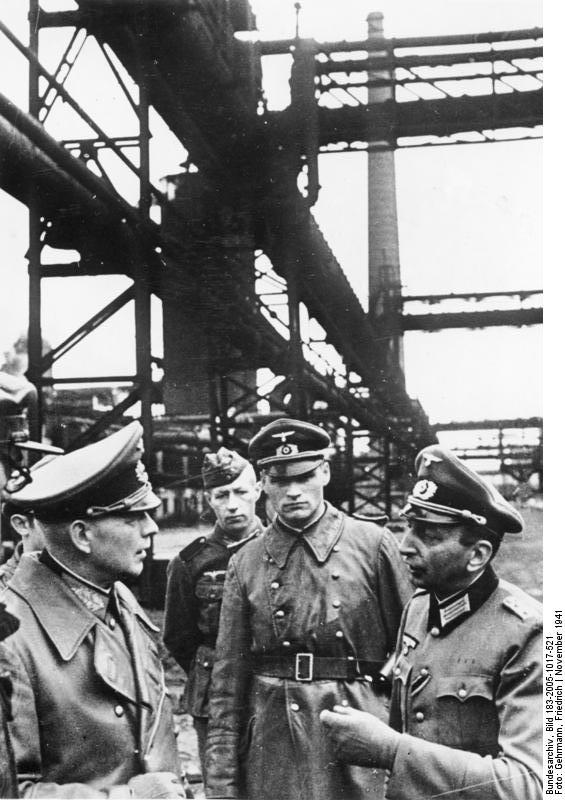 Colonel General Paul von Kleist visiting a recently captured steelworks  in Ukraine, Nov 1941