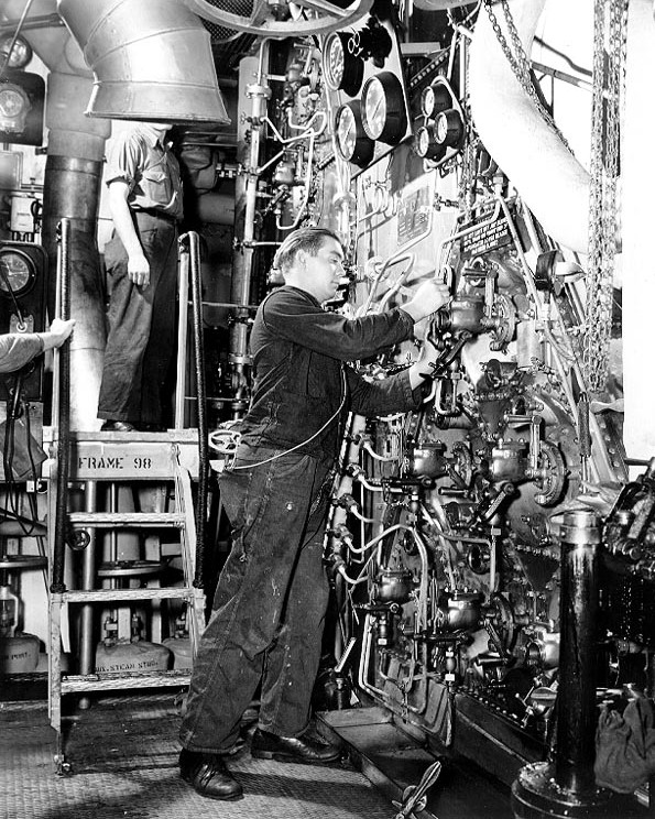 Working on one of USS Alabama's boilers, Jan 1943