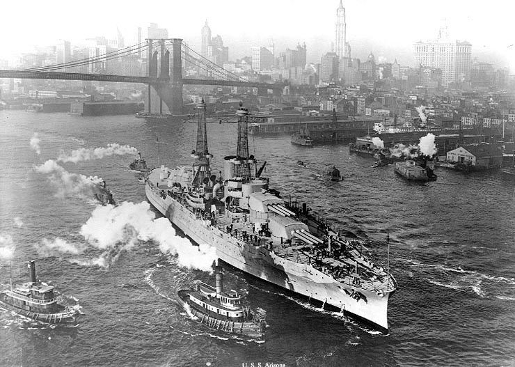 Arizona in the East River, New York City, circa mid-1916. Photo 1 of 2