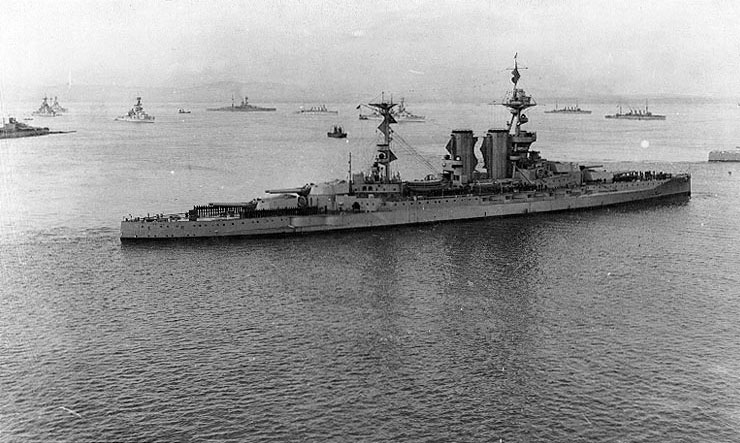 Barham at Scapa Flow, 1917, with other ships of the Grand Fleet