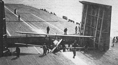 View of Béarn flight deck operations, circa 1930s