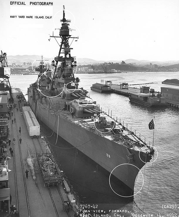 Chicago at the Mare Island Navy Yard, California, 14 Dec 1942