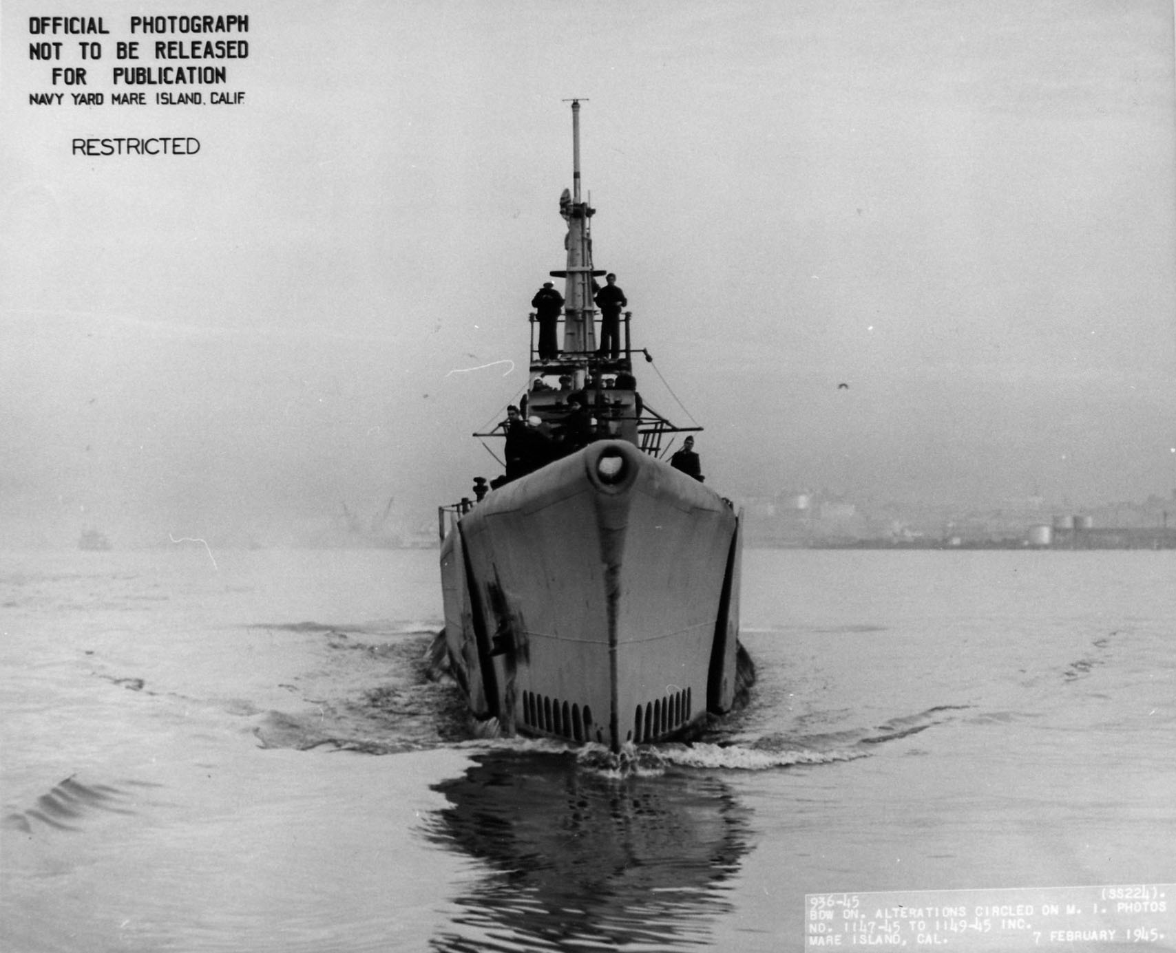 USS Cod off Mare Island Naval Shipyard, California, United States, 7 Feb 1945, photo 3 of 3