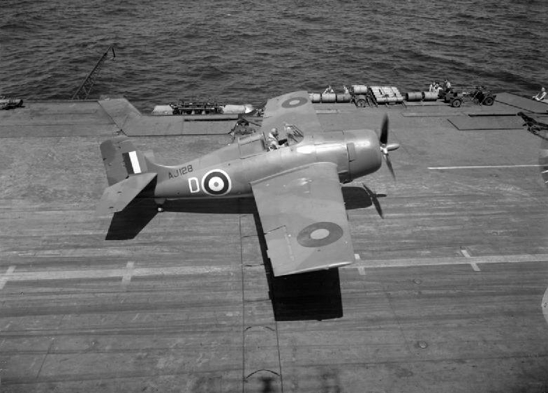 Martlet II fighter of No. 888 Squadron FAA shortly after landing on HMS Formidable, 1942