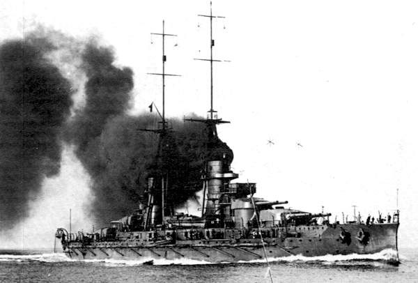 Battleship Giulio Cesare, during speed trials, 1914